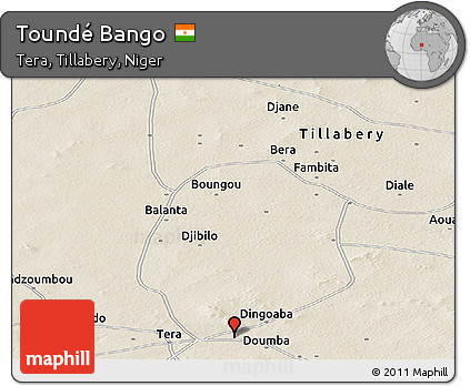 Shaded Relief Panoramic Map of Toundé Bango