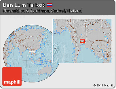 Gray Location Map of Ban Lum Ta Rot, hill shading