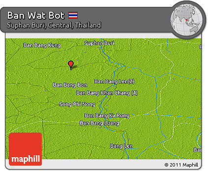 Physical Panoramic Map of Ban Wat Bot