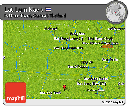 Physical Panoramic Map of Lat Lum Kaeo