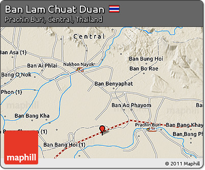 Shaded Relief 3D Map of Ban Lam Chuat Duan