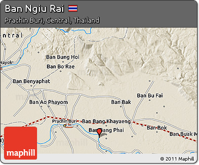 Shaded Relief 3D Map of Ban Ngiu Rai