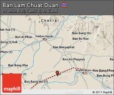 Shaded Relief 3D Map of Ban Lam Chuat Duan