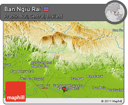 Physical Panoramic Map of Ban Ngiu Rai