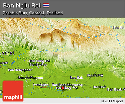 Physical Panoramic Map of Ban Ngiu Rai