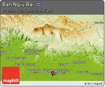 Physical Panoramic Map of Ban Ngiu Rai
