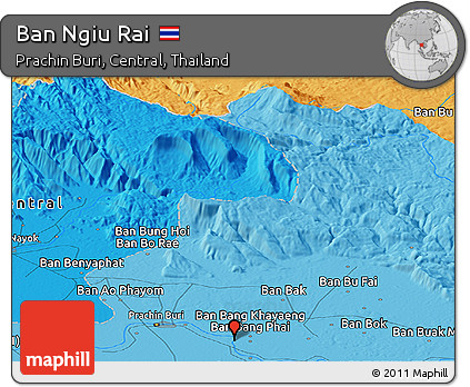 Political Panoramic Map of Ban Ngiu Rai