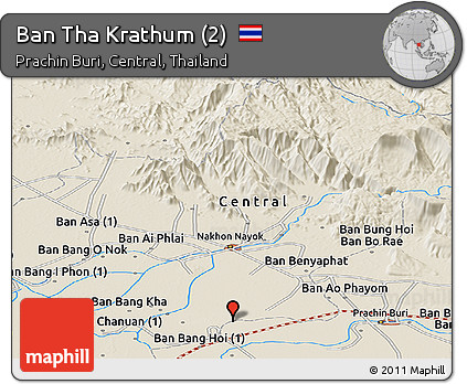 Shaded Relief Panoramic Map of Ban Tha Krathum (2)