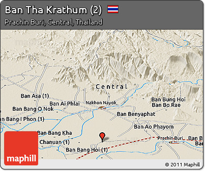 Shaded Relief Panoramic Map of Ban Tha Krathum (2)