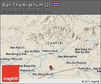 Shaded Relief Panoramic Map of Ban Tha Krathum (2)