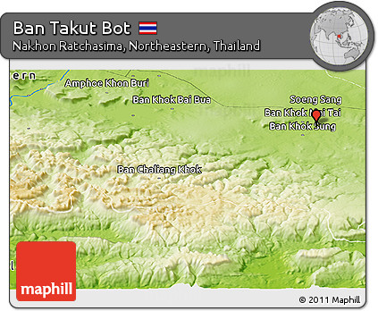 Physical Panoramic Map of Ban Takut Bot
