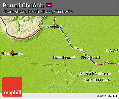 Physical 3D Map of Phumĭ Chuŏnh