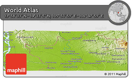 Physical Panoramic Map of the Area around 14° 15' 49" N, 106° 19' 29" E