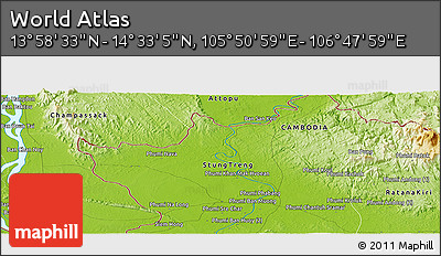 Physical Panoramic Map of the Area around 14° 15' 49" N, 106° 19' 29" E