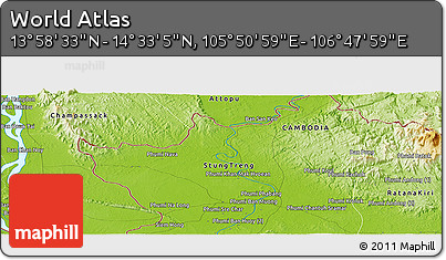 Physical Panoramic Map of the Area around 14° 15' 49" N, 106° 19' 29" E