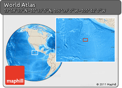 Shaded Relief Location Map of the Area around 14° 15' 49" N, 106° 10' 30" W