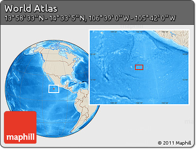 Shaded Relief Location Map of the Area around 14° 15' 49" N, 106° 10' 30" W