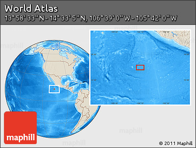 Shaded Relief Location Map of the Area around 14° 15' 49" N, 106° 10' 30" W