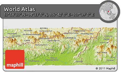 Physical Panoramic Map of the Area around 14° 15' 49" N, 107° 10' 30" E