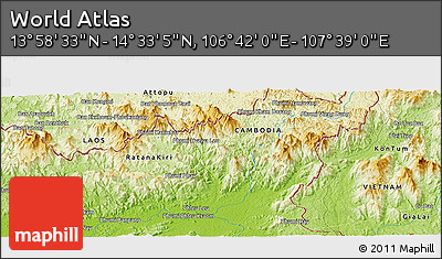Physical Panoramic Map of the Area around 14° 15' 49" N, 107° 10' 30" E