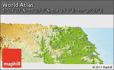 Physical Panoramic Map of the Area around 14° 15' 49" N, 108° 52' 30" E