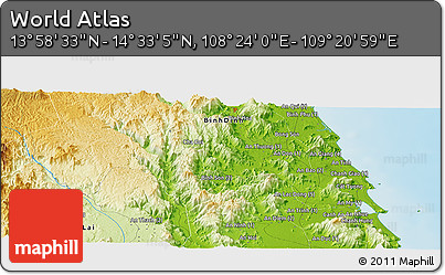 Physical Panoramic Map of the Area around 14° 15' 49" N, 108° 52' 30" E