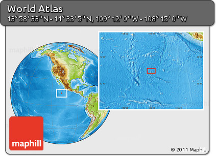 Physical Location Map of the Area around 14° 15' 49" N, 108° 43' 29" W