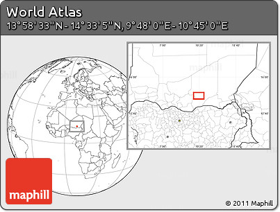Blank Location Map of the Area around 14° 15' 49" N, 10° 16' 30" E