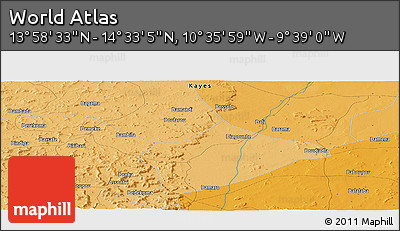 Political Panoramic Map of the Area around 14° 15' 49" N, 10° 7' 30" W