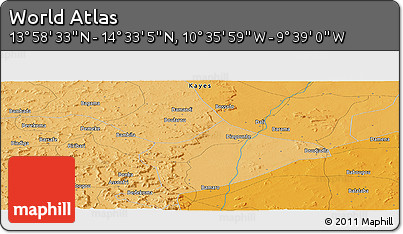Political Panoramic Map of the Area around 14° 15' 49" N, 10° 7' 30" W