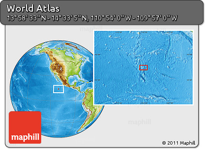 Physical Location Map of the Area around 14° 15' 49" N, 110° 25' 30" W