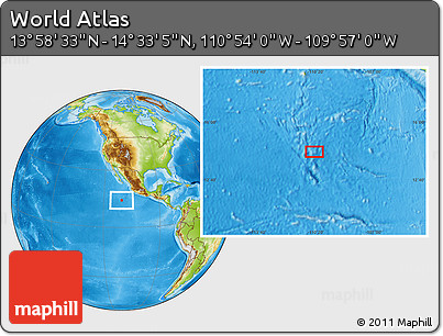 Physical Location Map of the Area around 14° 15' 49" N, 110° 25' 30" W