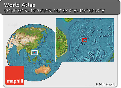 Satellite Location Map of the Area around 14° 15' 49" N, 113° 7' 30" E