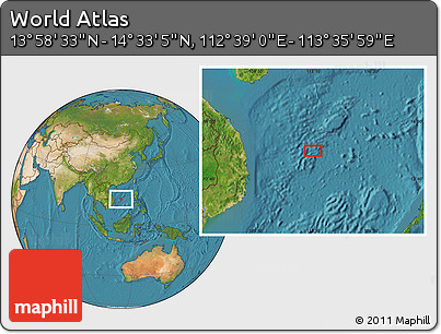 Satellite Location Map of the Area around 14° 15' 49" N, 113° 7' 30" E