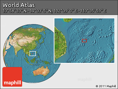 Satellite Location Map of the Area around 14° 15' 49" N, 113° 7' 30" E