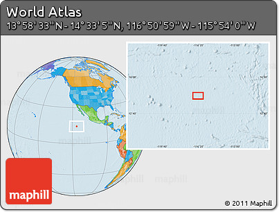 Political Location Map of the Area around 14° 15' 49" N, 116° 22' 30" W