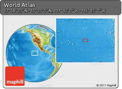 Physical Location Map of the Area around 14° 15' 49" N, 117° 13' 29" W