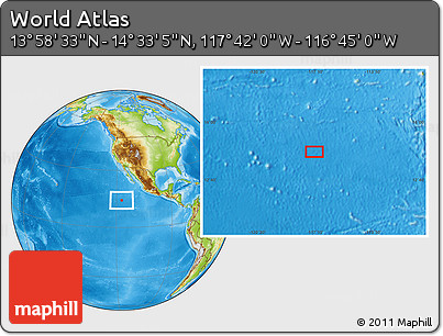 Physical Location Map of the Area around 14° 15' 49" N, 117° 13' 29" W