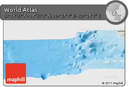 Shaded Relief Panoramic Map of the Area around 14° 15' 49" N, 119° 55' 30" E