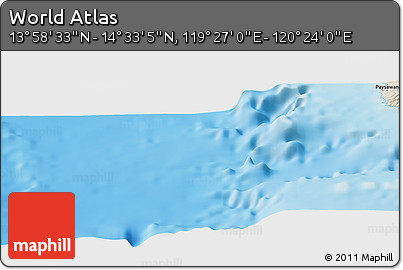 Shaded Relief Panoramic Map of the Area around 14° 15' 49" N, 119° 55' 30" E