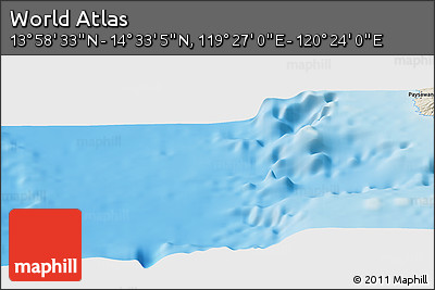Shaded Relief Panoramic Map of the Area around 14° 15' 49" N, 119° 55' 30" E