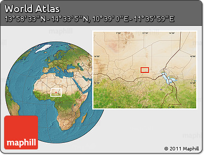 Satellite Location Map of the Area around 14° 15' 49" N, 11° 7' 30" E