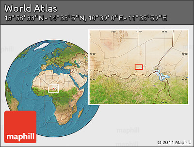 Satellite Location Map of the Area around 14° 15' 49" N, 11° 7' 30" E