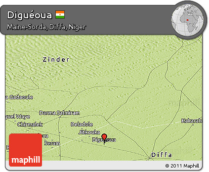Physical Panoramic Map of Diguéoua