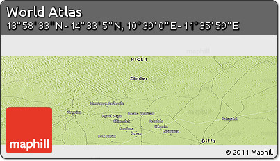 Physical Panoramic Map of the Area around 14° 15' 49" N, 11° 7' 30" E