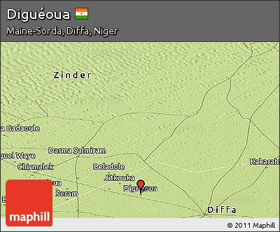 Physical Panoramic Map of Diguéoua