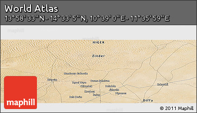 Satellite Panoramic Map of the Area around 14° 15' 49" N, 11° 7' 30" E