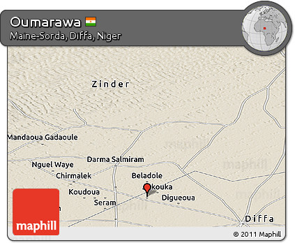 Shaded Relief Panoramic Map of Oumarawa