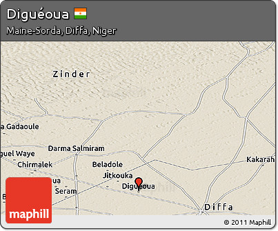 Shaded Relief Panoramic Map of Diguéoua