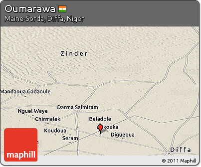 Shaded Relief Panoramic Map of Oumarawa